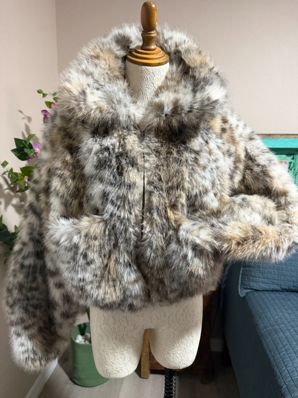 AFRM Bambi Print Faux Fur Jacket NWT - Size S - Picture 3 of 8